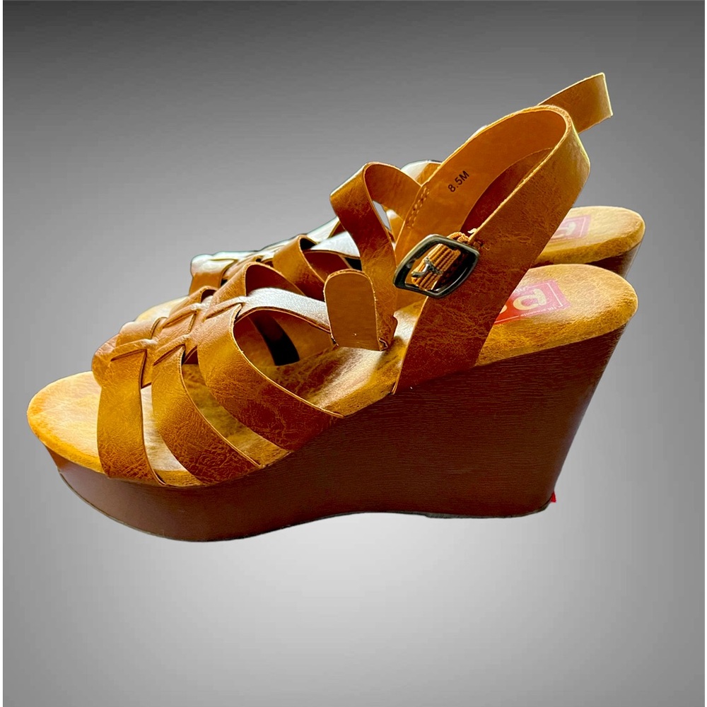 Women's Wedge Sandals Size 8.5M Brow Comfort Fit Elastic Strap NEW